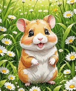 Happy Flowers And Hamster Diamond Painting