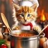 Kitten Cooking Diamond Painting