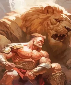 Lion And Gladiator Diamond Painting