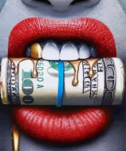 Lips Biting Money Diamond Painting