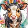 Little Cow And Flowers Diamond Painting