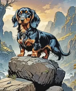 Long Haired Dachshund Diamond Painting