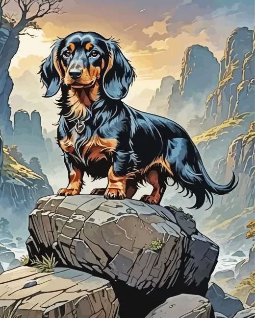 long haired dachshund Diamond Paints Long Haired Dachshund Diamond Painting