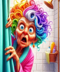 Old Lady In The Shower Diamond Painting