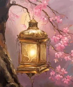 Pink Flowers Branch Art Diamond Painting