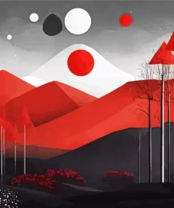 Red Forest Art Diamond Painting
