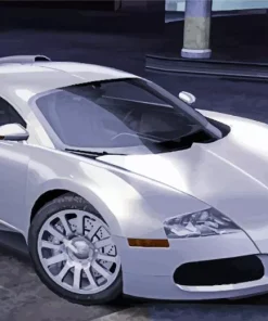 Silver Bugatti Veyron Car Diamond Painting