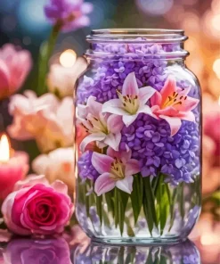 Soft Flowers In A Jar Diamond Painting