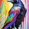 Splatter Colorful Raven Diamond Painting