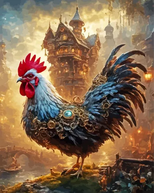 steam punk chicken Diamond By Numbers Steam Punk Chicken Diamond Painting