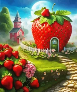 Strawberry House Art Diamond Painting