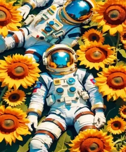 Sunflowers Astronauts Diamond Painting