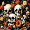 Vintage Flowers And Skulls Diamond Painting