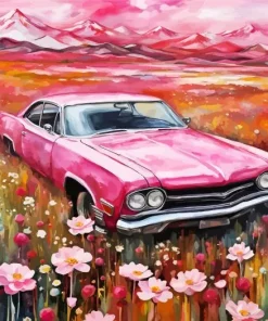 Vintage Pink Car Diamond Painting